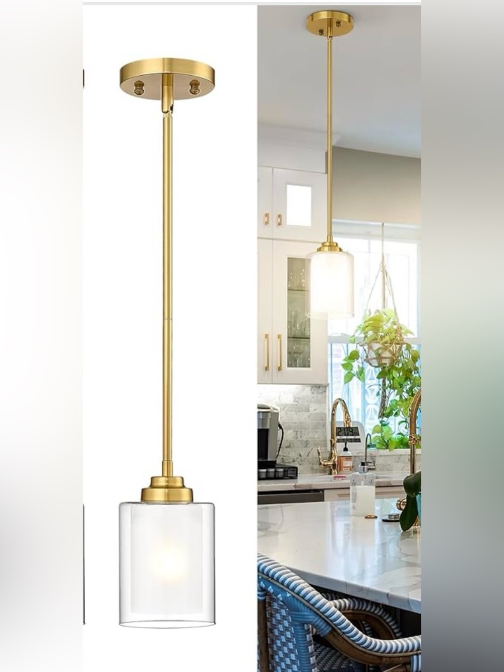 TENGXIN Modern Pendant Light,Brushed Gold